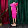 Ruffles Sleeve Solid Beaded Dresses Women 2026 New O Neck Package Hips Mid Calf Elegant Birthday Party Dinner Vestidos Mujer