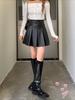 Fuste din piele plisate pentru femei de vară Moda coreeană Fusta scurtă în linie A pentru femeie Za Fusta PU cu talie înaltă Imbracaminte de stradă
