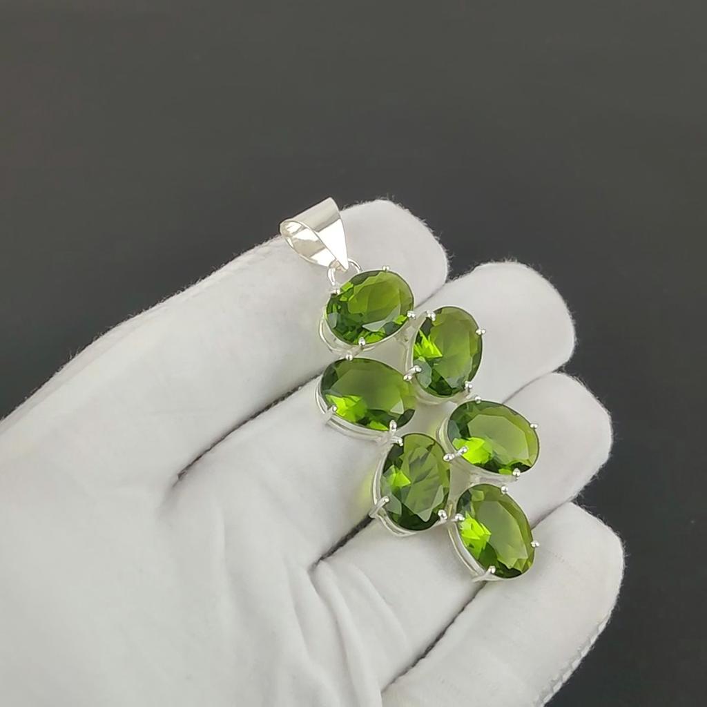 Peridot Gemstone Pendant 925 Sterling Silver- Handmade Design, Everyday Wear Jewelry, Unique Peridot Pendant Gift For Love