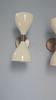 Mid Century Italian Brass Diabolo Wall Sconce Pair - Cream White