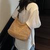 Crochet Mesh Shoulder Bag Women Summer Beach Tote With Leather Strap Natural Style Design