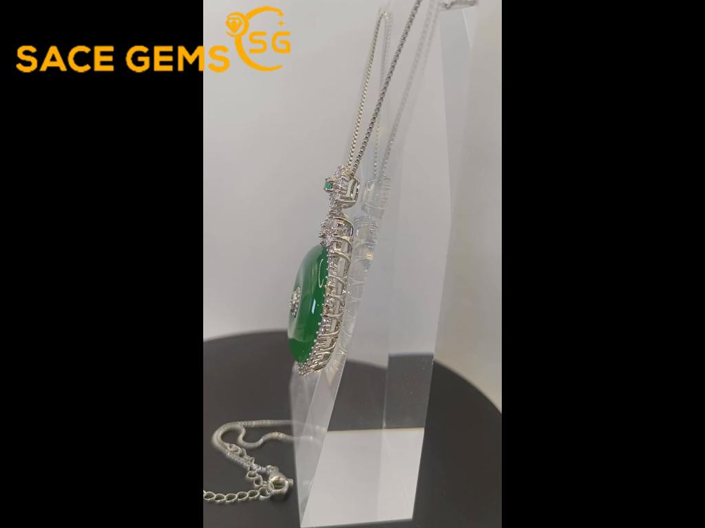 SACE GEMS Classic Green Peace Buckle Zircon Women Pendant Necklace Fashion Gift