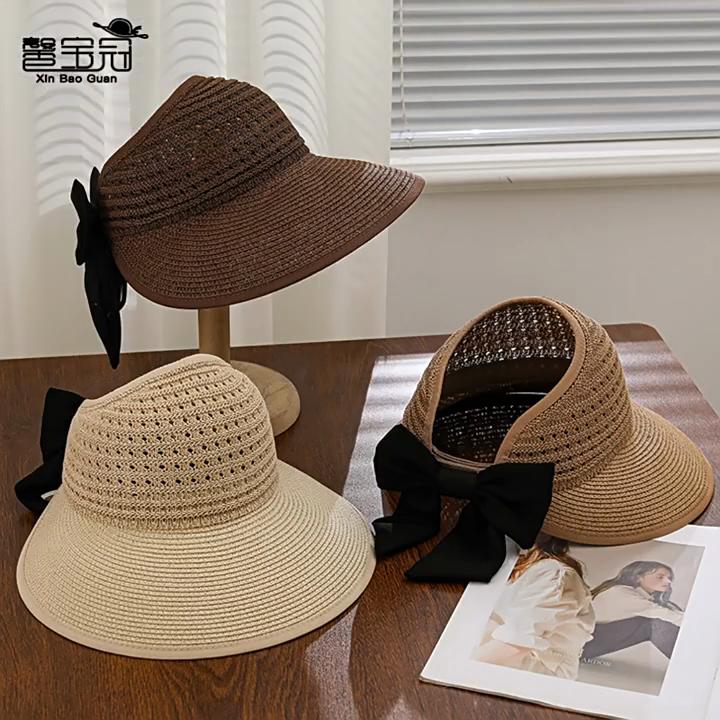 Fashionable Straw Sun Hat With Large Brim And Breathable Material For Casual Summer Wear