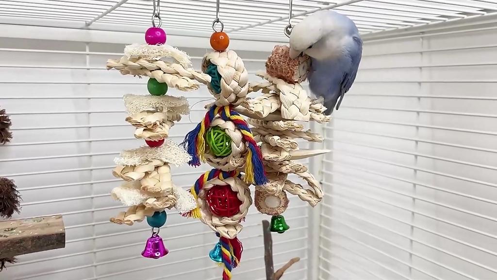 Practical Handmade Eco-friendly Bird Chew Toy Corn Rind Rattan Ball for Cockatiel