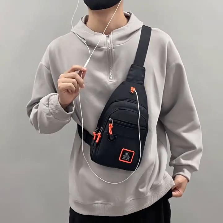 Casual Men Chest Bag Small Shoulder Bag Running Cycling Belt Sling Bag Outdoor Sport Crossbody Bag Travel Phone Pouch Bag