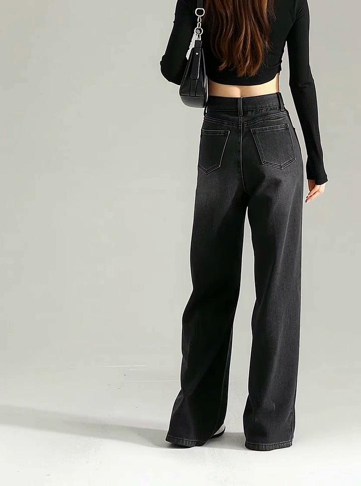 TonLion 2026 Spring New High-Waisted Women's Jeans, Loose-Fitting Trendy Design, Slimming Effect, Washed Wide-Leg Pants for Wome