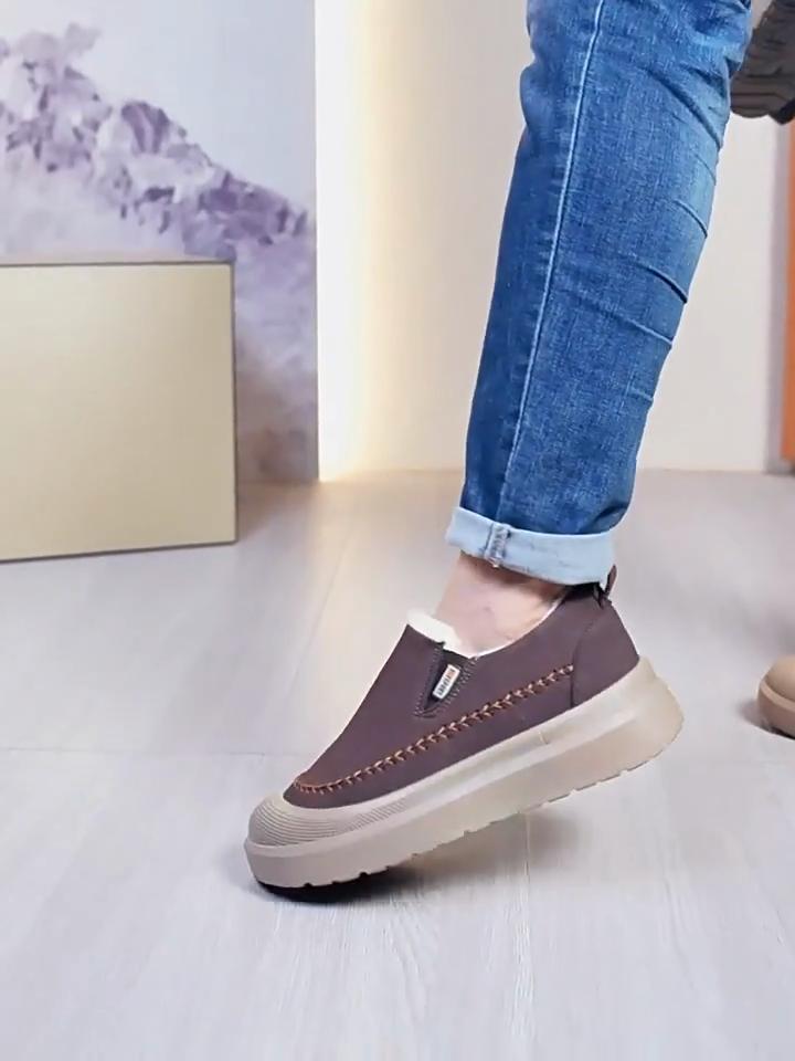 Mens Large Size Soft Sole Winter Warm Fur One Foot Snow Boots Padded Lined Ankle Boots Anti-slip Hiking Casual Sports Cotton Boots