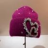 Fashion Shiny Love Rabbit Hair Knitted Hat Winter Outdoor Warm Ear Protector Cold Hat Fashion Sweet Hat