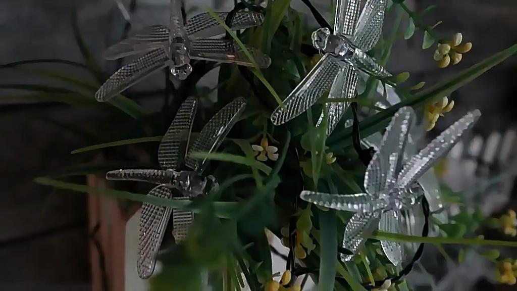 Colorful Dragonfly Solar String Lights Outdoor Waterproof Dragonfly Lights Festival Night Lamp Patio Garden Wedding Decoration