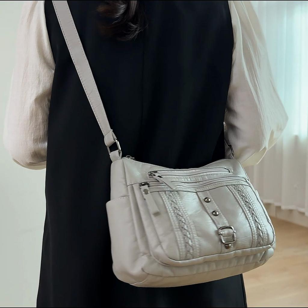 Women's Crossbody Bag Middle-Aged Mother Bag Soft Leather Shoulder Bag