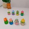 2 Stück Mini Harz Künstliche Blume Figur Mini Leuchtet im Dunkeln Topfpflanze für Puppenhaus Miniatur Landschaft Haus Büro Dekor