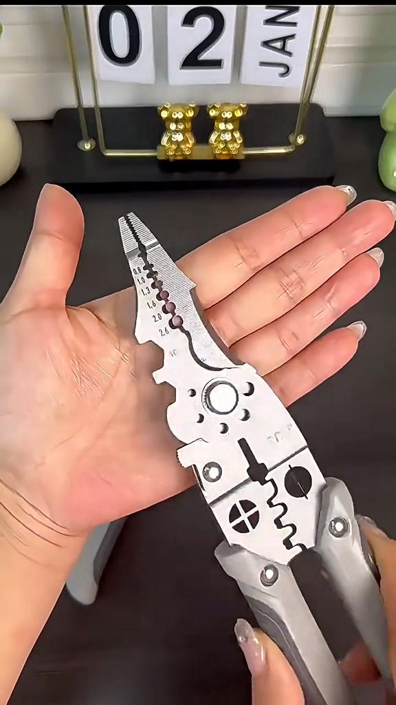 Industrial Grade Stainless Steel Multi-Tool: Professional Electrician's Wire Cutter & Stripper, Pliers for Wiring, Cutting