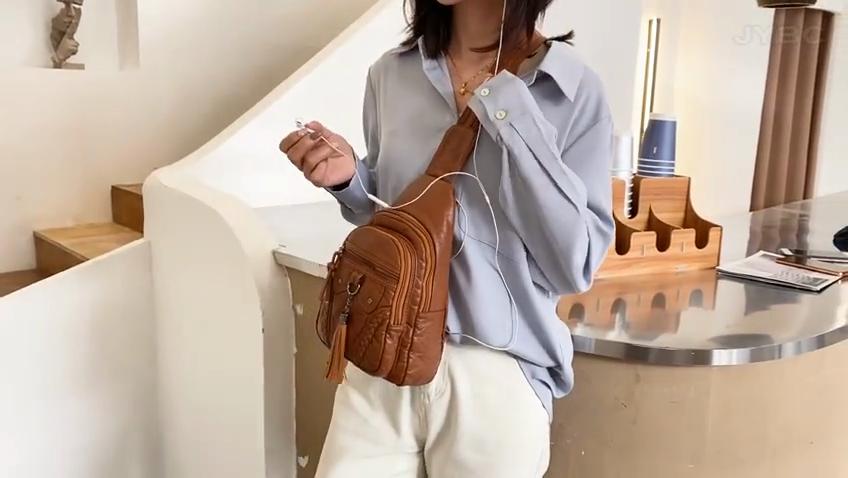 Soft PU Leather Chest Bag Shoulder Bag Women's Bags Crossbody Bags