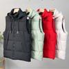 Plus Size S-8XL Vinter ermeløs Parka Mann Varme Vester Hette Mote Uformelt tykt yttertøy Herrejakker