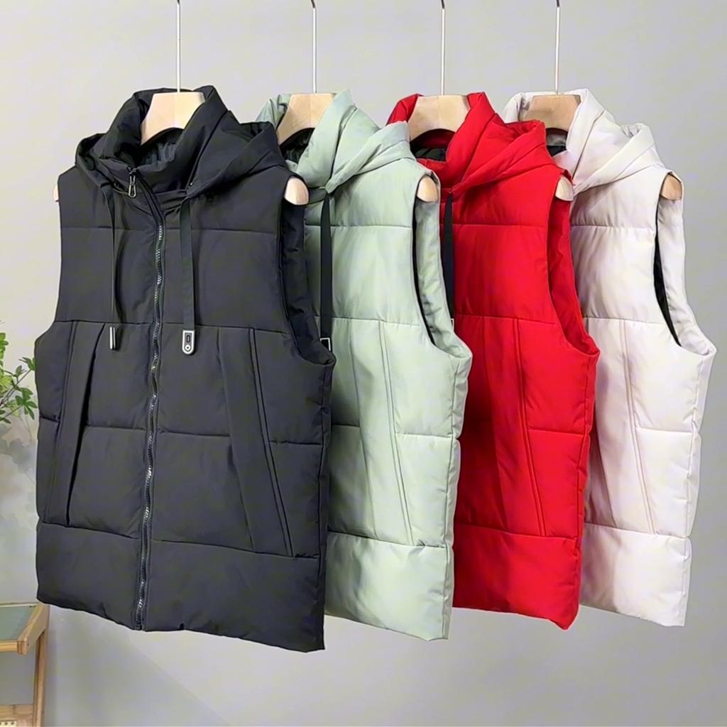 Plus Size S-8XL Vinter ermeløs Parka Mann Varme Vester Hette Mote Uformelt tykt yttertøy Herrejakker