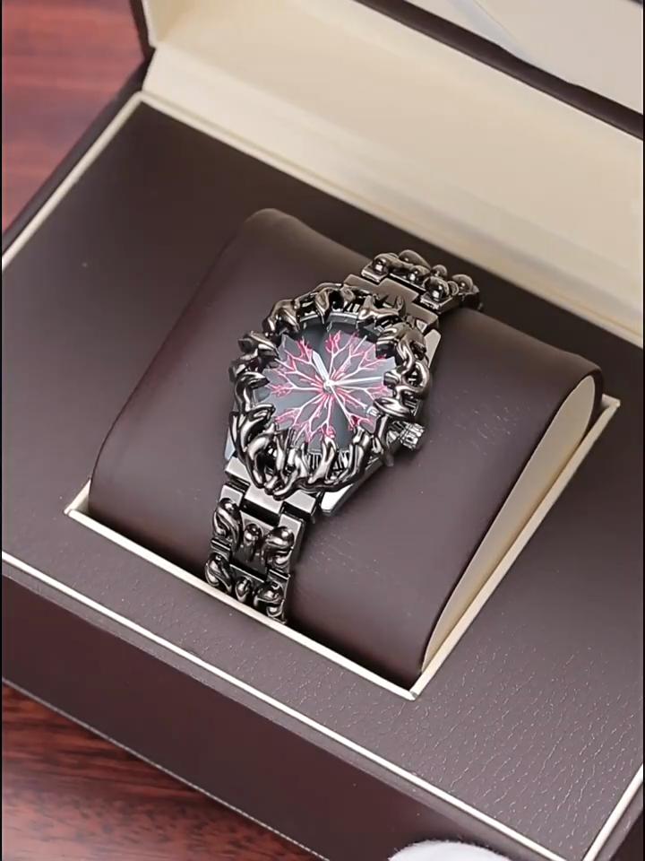 Luxury Y2k Fashion Watch Cool Street Style Demon Claw Shape Dial Unique Design Men Quartz Watch Date Calendar Reloj Hombre