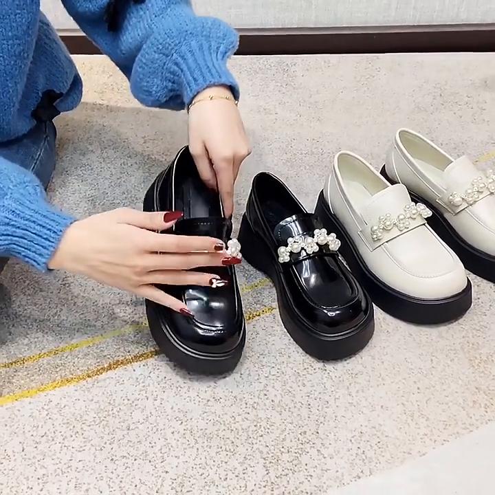 DREAM PAIRS Mocassini Donna Con Suola A Capocorda E Plateau - Beige-pat, Taglia 39 | Eleganti, Slip-on, Perfetti Per Ufficio E Tempo Libero