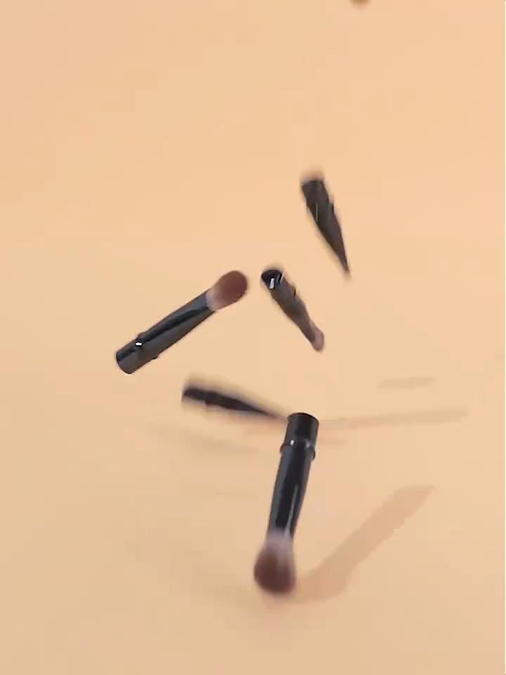 Huayang Portable Makeup Brush Set with 6 Classic Detachable Replacement Heads, Soft Bristle, Eyeshadow Brush