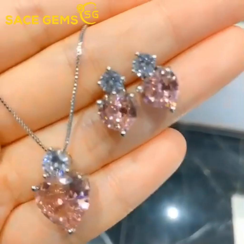 Sace Gems Klasické měděné slitiny zirkonové náušnice přívěsek náhrdelník sady šperků dárky ke svatbě