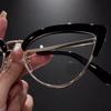 Fashion Metal Cat Eye Reading Glasses Women's Anti Blue Light High-definition Goggles Optical Prescription Eyeglasses 0 TO +4.0