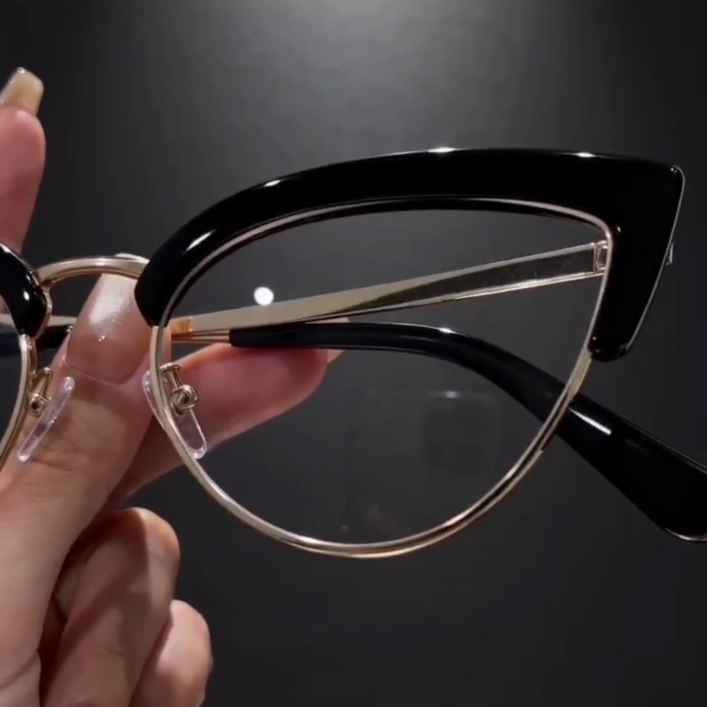 Fashion Metal Cat Eye Reading Glasses Women's Anti Blue Light High-definition Goggles Optical Prescription Eyeglasses 0 TO +4.0