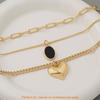 Fashion Heart Shape Multilayer Necklace For Women With Zinc Alloy Pendant
