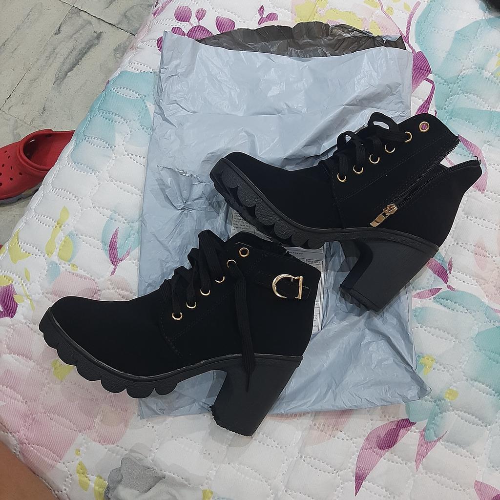 Botines con cordones con tacón ancho de goma comprar a buen precio —  entrega gratuita, reseñas reales con fotos — Joom