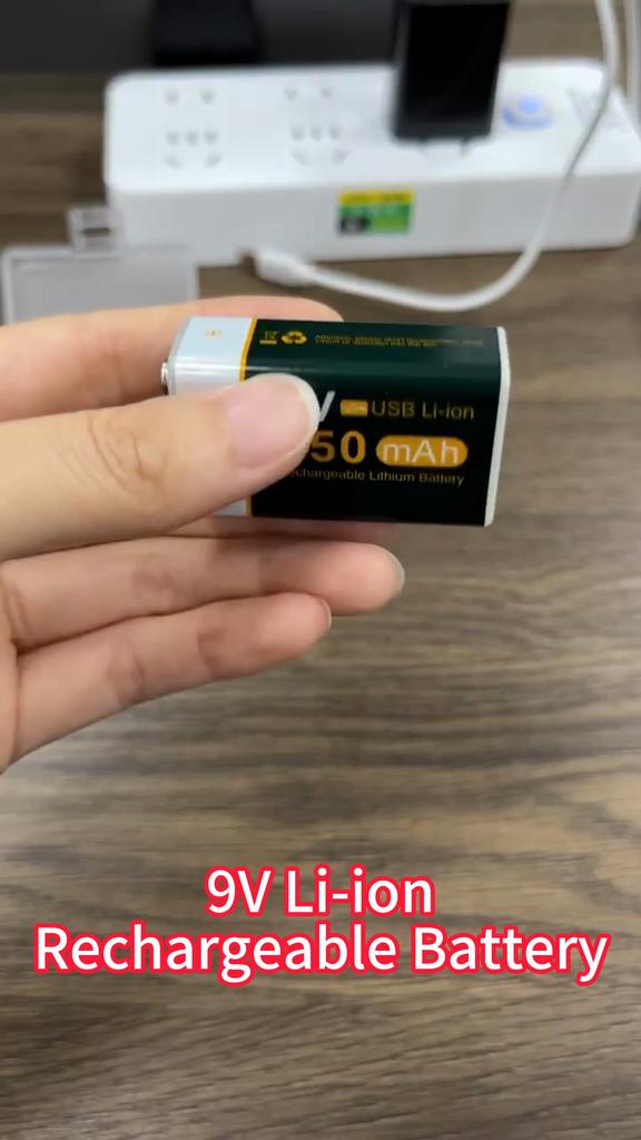 KEPTU 750mAh 9V Rechargeable Li-ion Battery for Metal Detector,Microphone,Remote Controls+Type-C Charging Cable