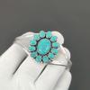 Natural Turquoise Gemstone Handmade Cuff Bangle 925 Sterling Silver Cuff Bangle, Turquoise Flower Shape Bracelet For Wife, Unisex Bangle