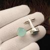 Aqua Chalcedony Gemstone 925 Sterling Silver Handmade Jewelry Formal Cufflinks 1" For Wedding CL-10-16