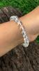 Bracciale Elastico 7.5" con Perle Rotonde Bianche Pure in Pietra Naturale Quarzo Aura 8mm Regalo Per Uomo/Donna RBB-76