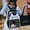 Three-Piece Backpack Set Student School Bag Cartoon Cat Campus Backpack Travel Backpack
