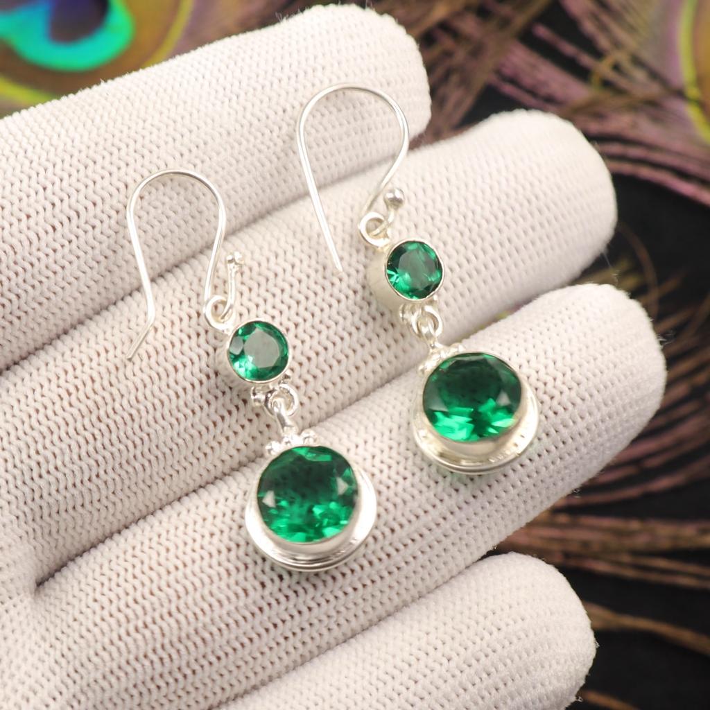Chrome Diopside Gemstone 925 Sterling Silver Handmade Jewelry Wedding Earrings EE-160-2