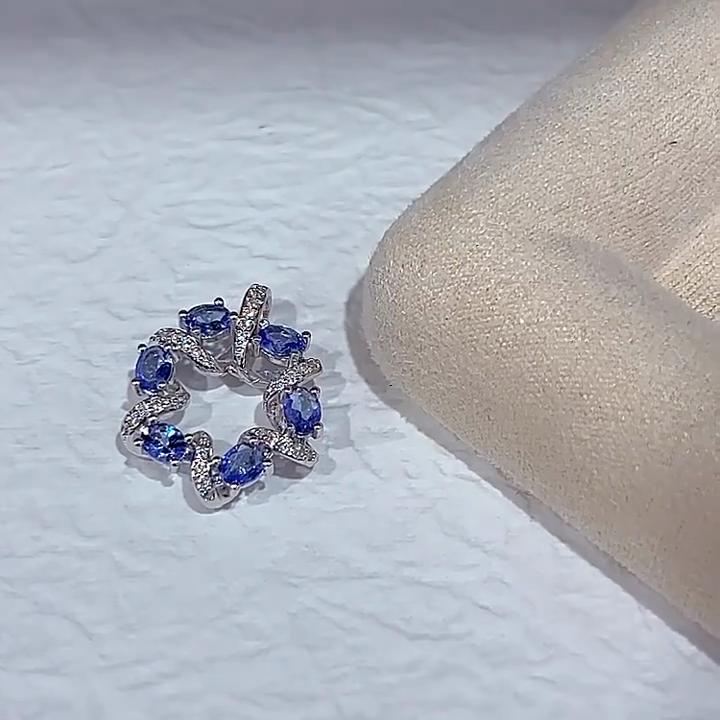 Sace Gems Coliere cu Pandantiv din Argint Sterling 925 cu Tanzanit Natural pentru Femei Două Moduri de Purtare Bijuterii Fine Cadou de Ziua de Naștere
