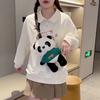 Cute Panda Plush Shoulder Bag With Zipper Pouch For Daily Use