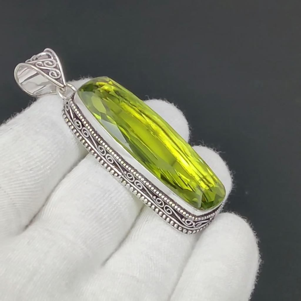 Long Peridot Gemstone Necklace, Peridot 925 Sterling Silver Jewelry Pendant, Silver Peridot Jewelry, Pendant For Her, Pendant For Gifts
