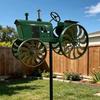 Garden Wind Spinner, Green Tractor Motocycle Fighter Jet Windmill Stake with Rotating Wheels for Patio Yard Garden,Unique Outdoor Sculptures Ornament