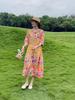 Plus Size Women's Half Sleeve Midi Dress, Casual Loose Floral Print Daily Wear Dress for Ladies
