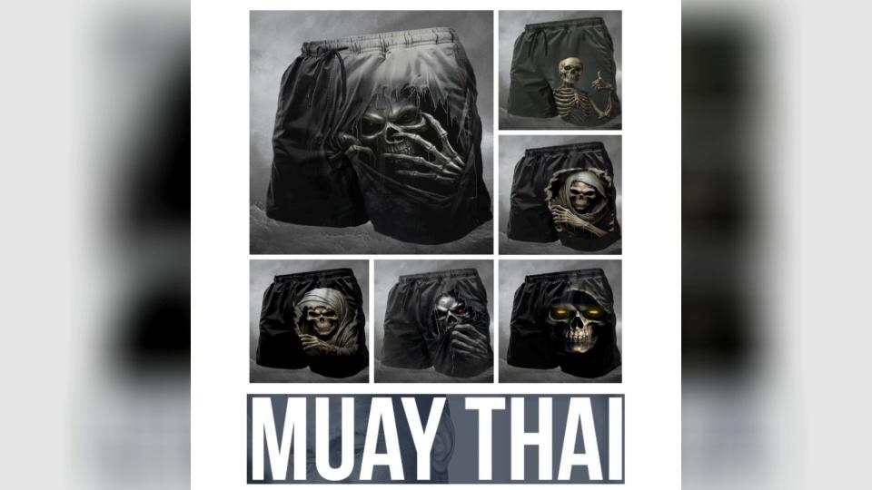 Skull Skeleton Muay Thai MMA UFC Kick Boxing Shorts Men Women Unisex Training Quick Dry Breathable Sport Gym Fitness Workout
