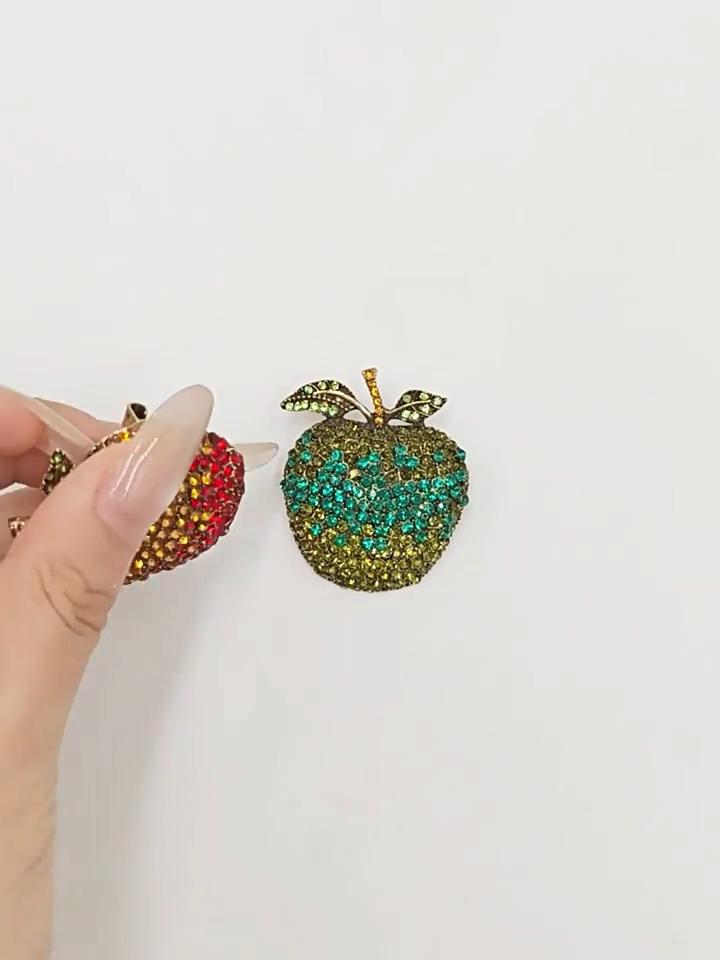 Daily Wear Brooch Rhinstone Fruit Pin for Women, Shape Alloy Lapel Clothing Jewelry Accessories Pin, Wedding Party Prom Accessory