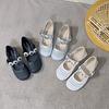 Woven Hollow Shoes Niche Mesh Toe Shoes Metal Buckle One-strap Women's Shoes Round Toe Flat Mary Jane Shoes