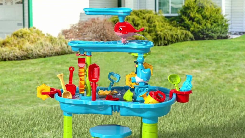 Sand and Water Table Children's Beach Fun Diy Outdoor Sand Table Toy Set for 3-5 Year Old Boys and Girls