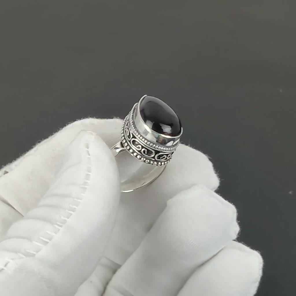 Black Onyx Gemstone Ring, 925 Sterling Silver Jewelry, Handmade Ring, Black Onyx Statement Silver Ring, Birthday Gifts For New Year