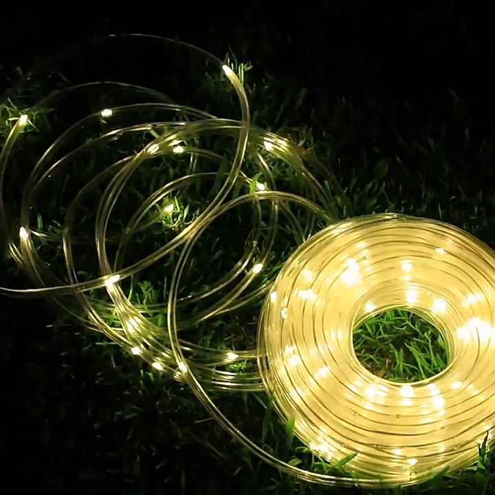 Outdoor Solar Tube Rope Led Light Garden Christmas Decoration Fairy String Light 32m/22M/12M/7M Outdoor Wedding Party Led Lamp