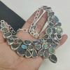 Raw Labradorite Gemstone Handmade 925 Sterling Silver Electroform Necklace, Raw Labradorite Silver Necklace For Wife, Unisex Necklace, Easter Gift