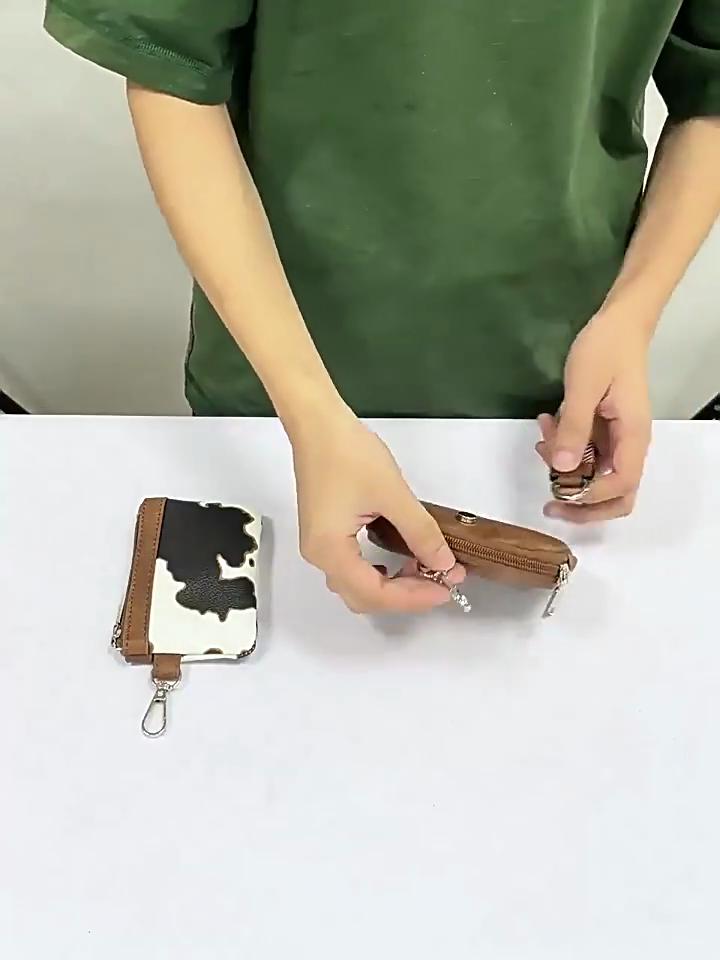 2in1 Mini Women Coin Purses Excellent PU Leather Card Holder Key Wallet Houndstooth Checkboard Leopard Cards Organizer