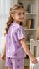 Girls K-POP Pajama Set, Purple Star Print Soft Tight Fit Short Sleeve T-Shirt & Shorts Sleepwear for 4-7 Years
