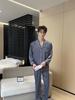 Men's Spring and Autumn Loungewear 2 Piece Long Sleeve Pajamas Set Comfortable Thin Ice Silk Homewear