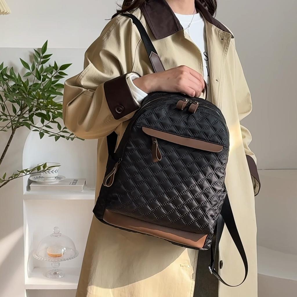 Backpack Student Schoolbag Women's Lightweight Rhomboid Backpack