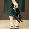 Johnature Scarpe da Donna con Tacco Alto e Punta Affilata Retro, Versatili, in Vera Pelle e Comode con Tacco Grosso